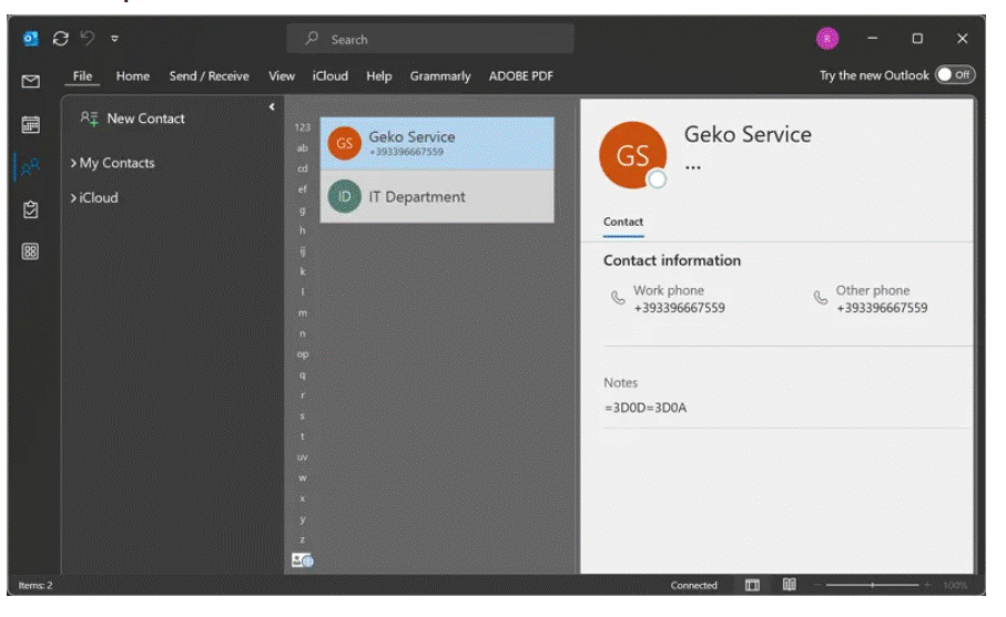 export outlook contacts to vcf