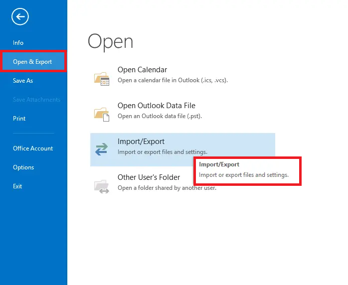 open Outlook
