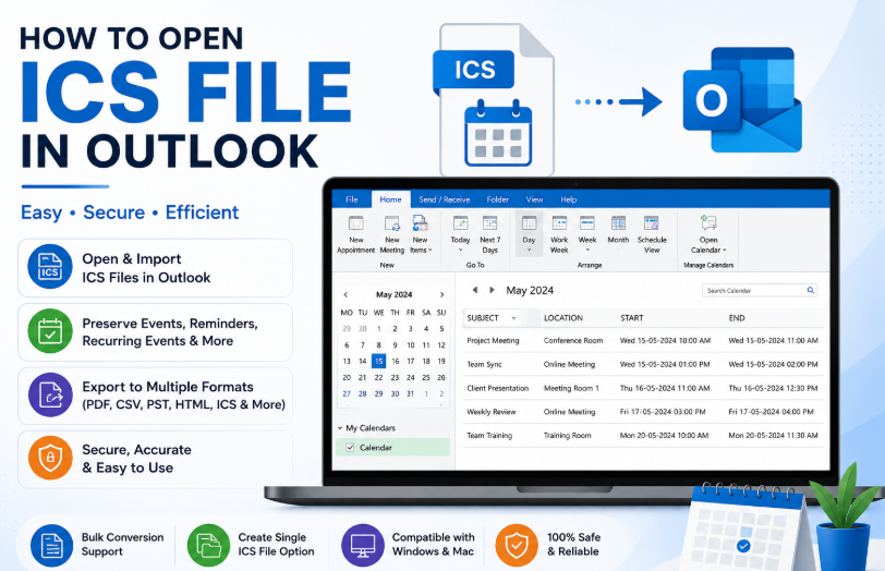 How to open ICS file in Outlook
