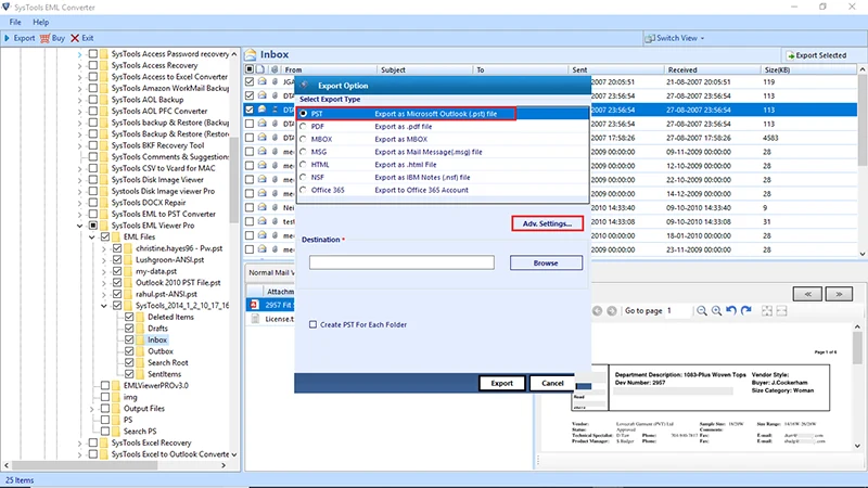 click export