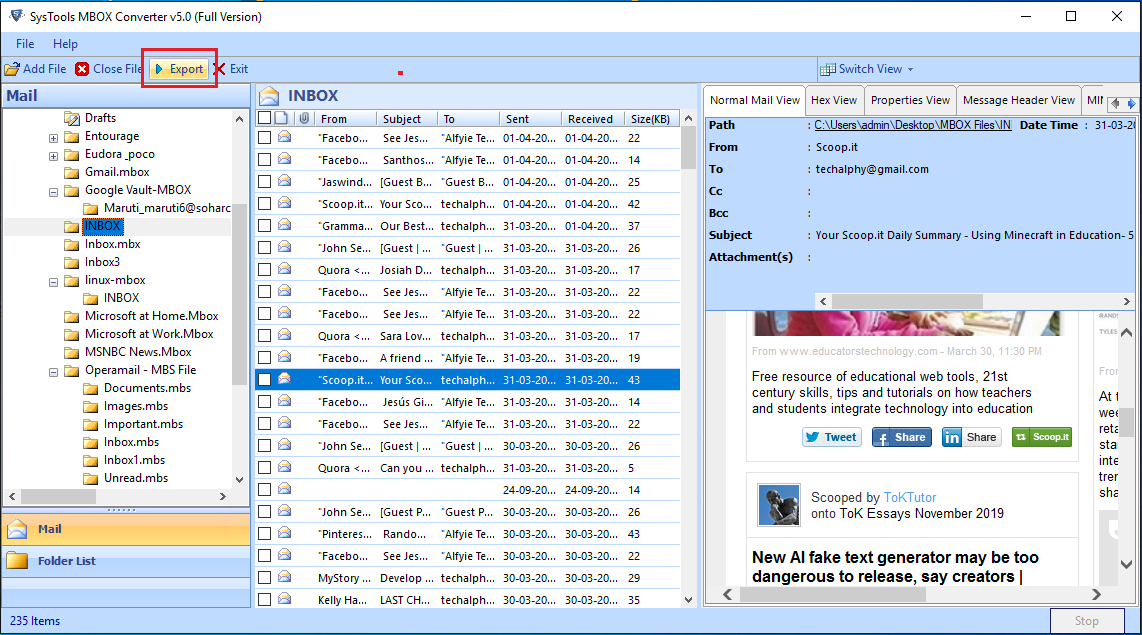 Interface of windows conversion tool