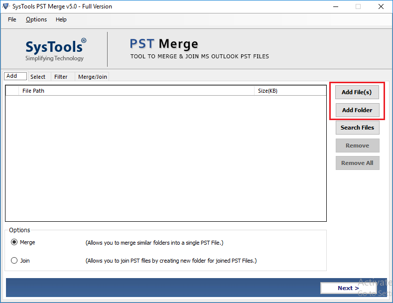 Download Outlook PST Merge Tool