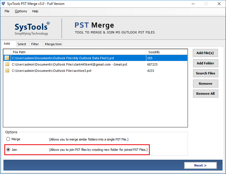 Join PST Files