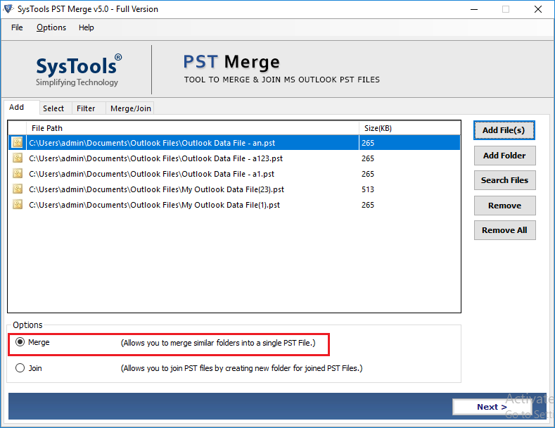 consolidate multiple pst files