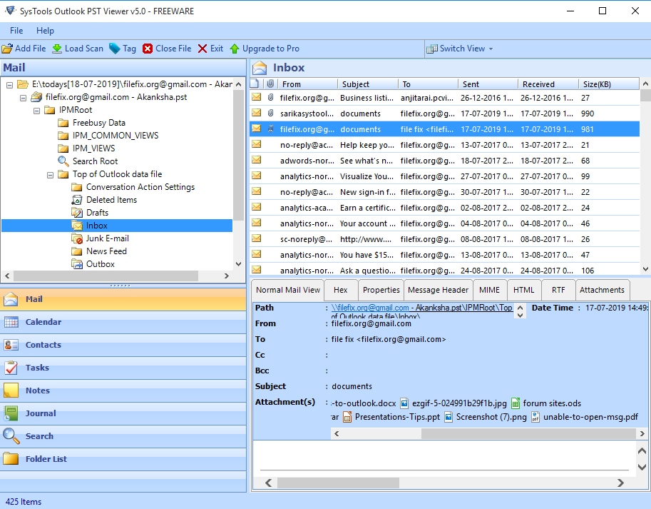 Open PST file