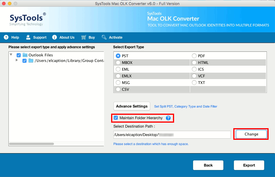 select export setting
