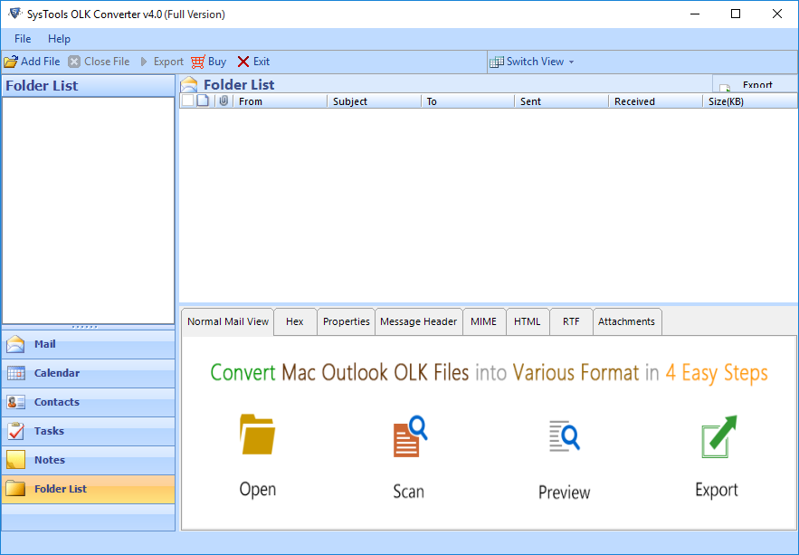 Download OLK to EML conversion tool