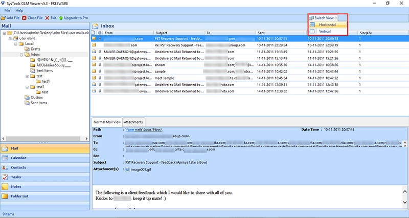 Open OLM file