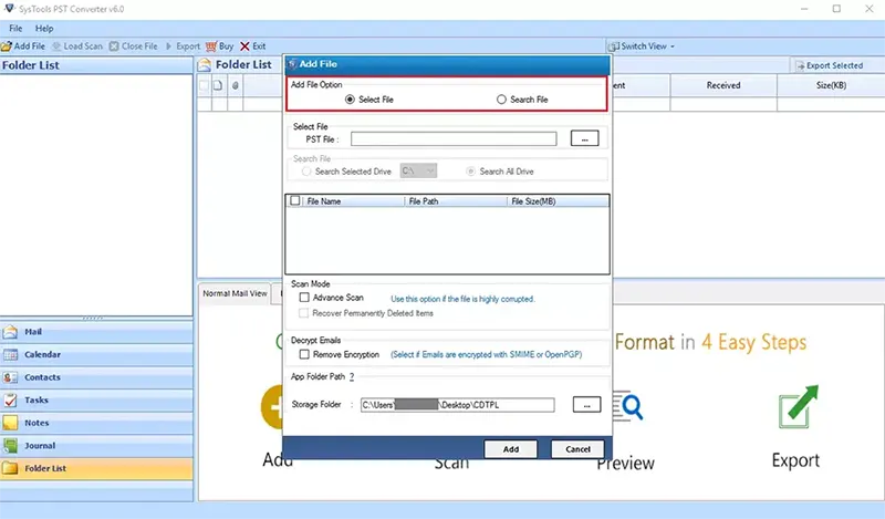 Add your PST files