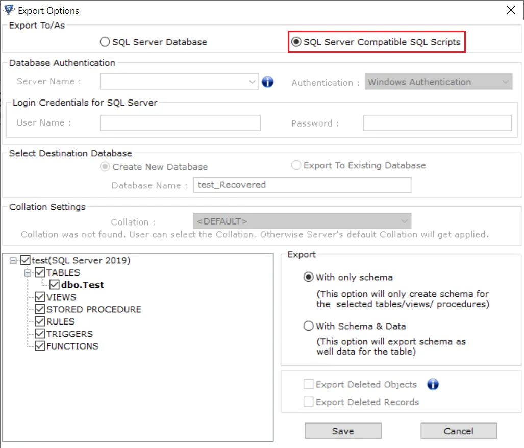 sql server to script file