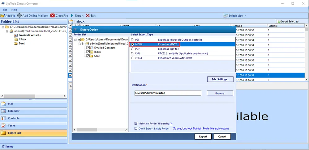 Select MBOX Radio button