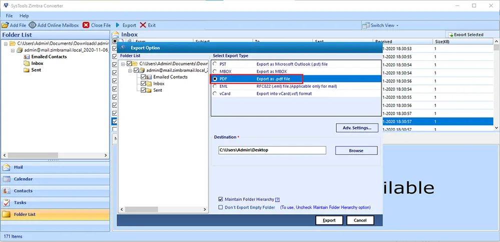 Select Export option